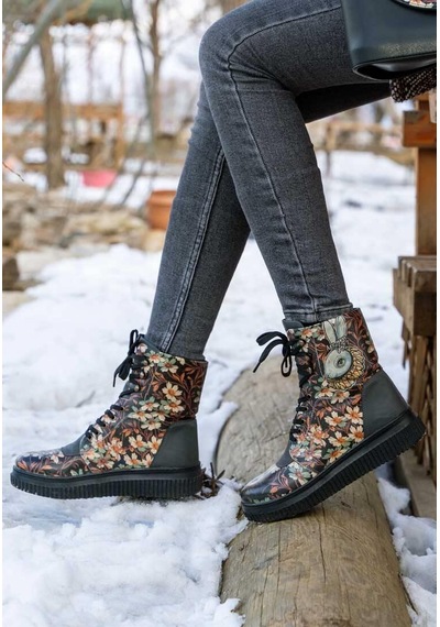 Kadın Vegan Deri Siyah Uzun Bot - Are You Lost Tasarım Multicolor
