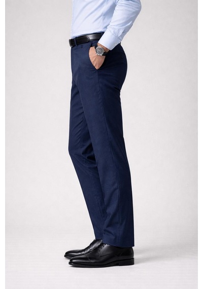 Classics Men Caserta Klasik Fit Likralı Erkek Kanvas Pantolon - 7516 Lacivert
