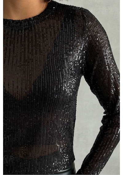 Verymoda Pullu Bluz F1866 Siyah