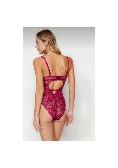 Loveria Fuşya Dantelli İp Askılı Örme Babydoll Fuşya Fuşya