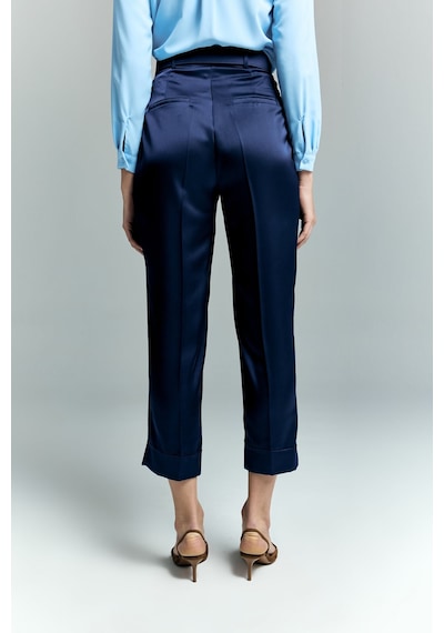 Lisa Saten Duble Paça Pantolon - Lacivert-137243 Lacivert