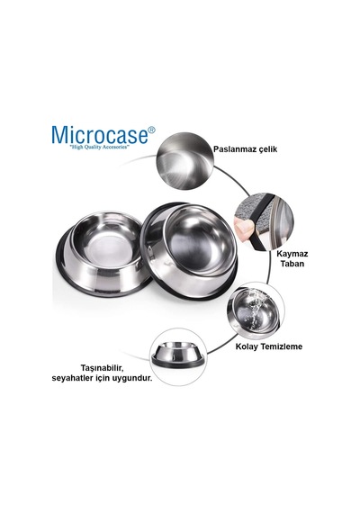 2 Adet 22 Cm Kedi Köpek Metal Mama Ve Su Kabı - Al3118