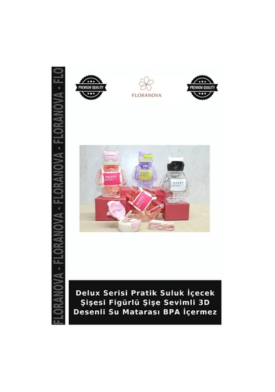 Delux Serisi Pratik Suluk İçecek Şişesi Figürlü Şişe Sevimli 3d Desenli Su Matarası Bpa İçermez Çok Renkli