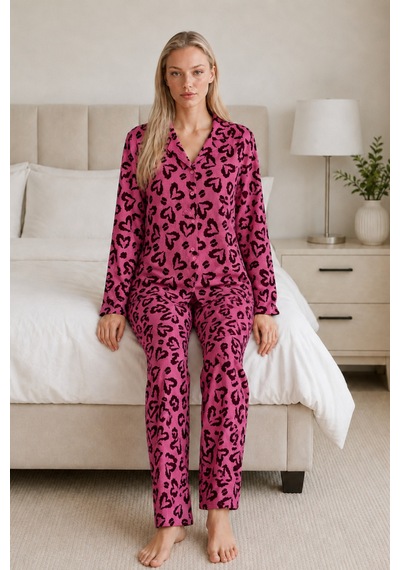 Kadın Casual Esnek Bol Lila Pijama Takımı 4672