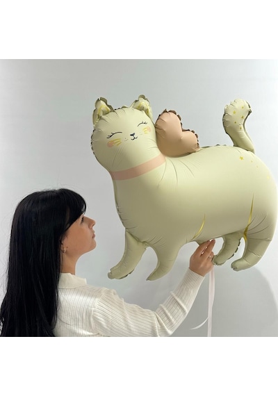 Retro Beyaz Kedi Folyo Balon 67x62 Cm BEYAZ