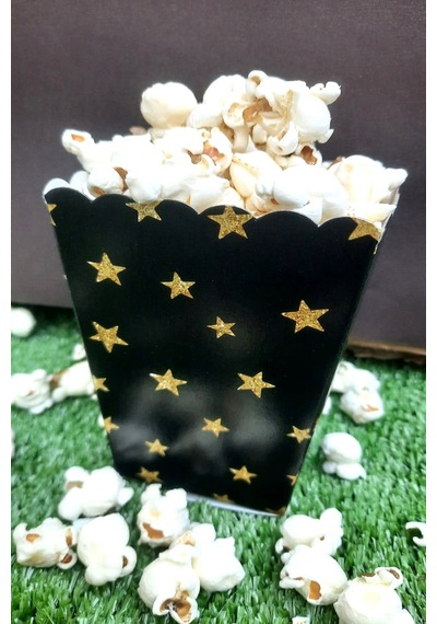 8'li Siyah Gold Yaldızlı Adam Mısır Kutusu - Popcorn Kutusu - Doğum Günü İkram Hediye - Orta Boy Standart