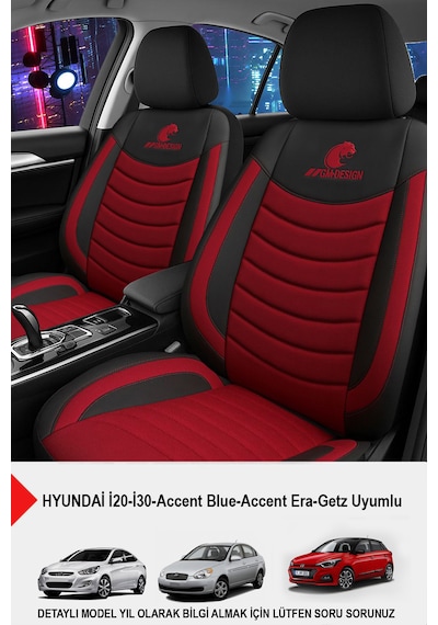Panther Serisi Keten Kumaş Oto Koltuk Kılıfı Hyundai İ20-i30-accent-blue-era-getz Uyumlu Bordo