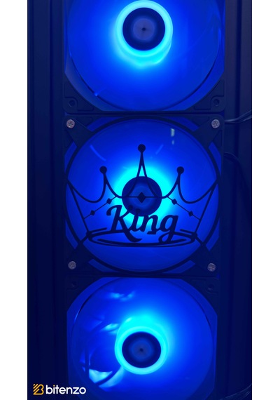Kral Tacı "king" Yazılı 120x120 Mm Oyun Pc Aksesuarı, Masaüstü Bilgisayar Fan Kapağı Siyah