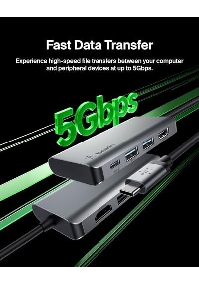Usb C 4'ü 1 Arada Çok Bağlantı Noktalı Adaptör 4k Hdmı, Usb-c 100w Pd Geçişli Şarj Ve Daha Fazlası İçin 2 X Usb A Bağlantı Noktası İle
