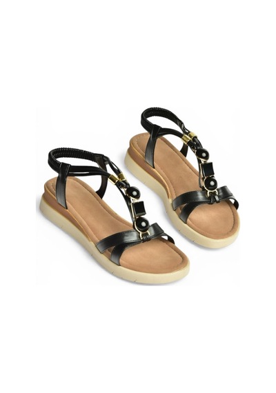 Fox Shoes Y274801509 Siyah Boncuklu Kadın Sandalet