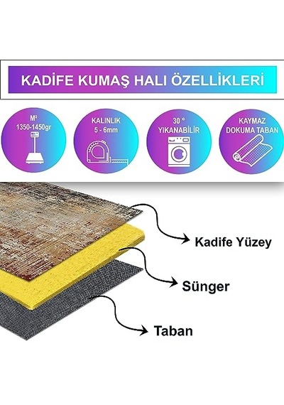 Kadife Kaymaz Pamuk Tabanlı Yıkanabilir Antibakteriyel Oval Çocuk Halısı 160x230