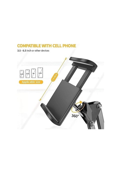 Nodar Nd1052 Mafsallı Kollu Masa Kenarı Telefon Ve Tablet Standı - Siyah