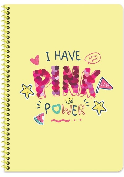 Keskin A4 Gloss Çizgili Spiralli Defter - Pink Power Çok Renkli