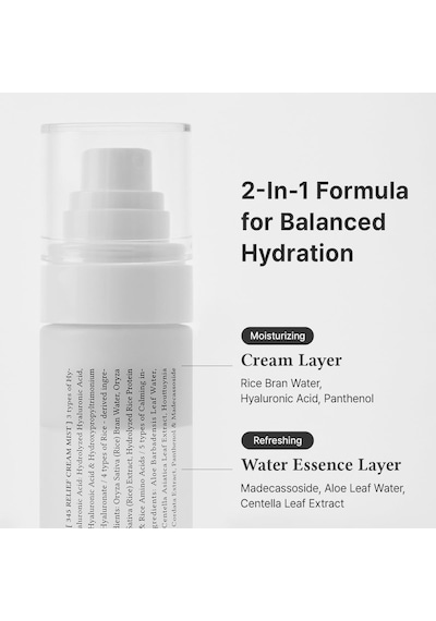 Dr. Althea 345 Relief Cream Mist Pirinç Kepeği Suyu Hyaluronik Asit Centella Pantenol İçeren Nemlendirici Ve Yatıştırıcı Çift Fazlı Yüz Misti 60 Ml