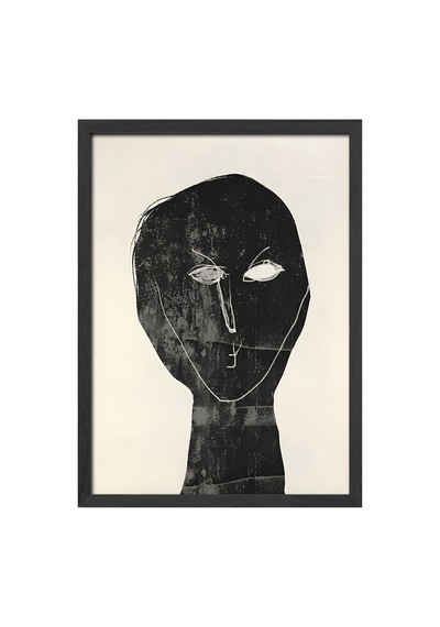Lost Thought Siyah Ahşap Çerçeveli Poster, Dekoratif Soyut Monokrom Duvar Tablosu