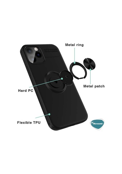Microsonic Apple Uyumlu iPhone 13 Pro Kılıf Kickstand Ring Holder