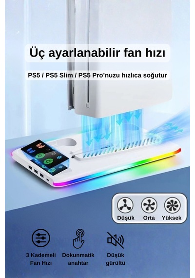 Dossimo Ps5 Soğutucu Stand + Joystick Şarj İstasyonu Soğutucu Ve Şarj Standı