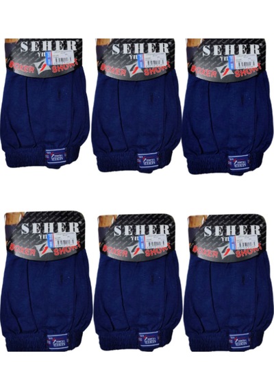 6'li Erkek Penye Boxer Lacivert