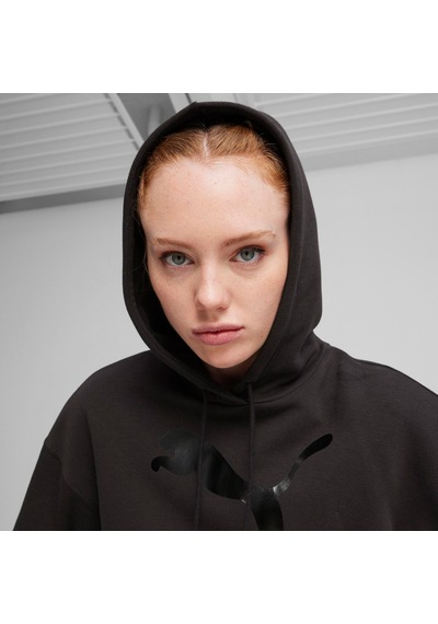 Puma Classics Shiny Logo Kadın Siyah Sweatshirt625595
