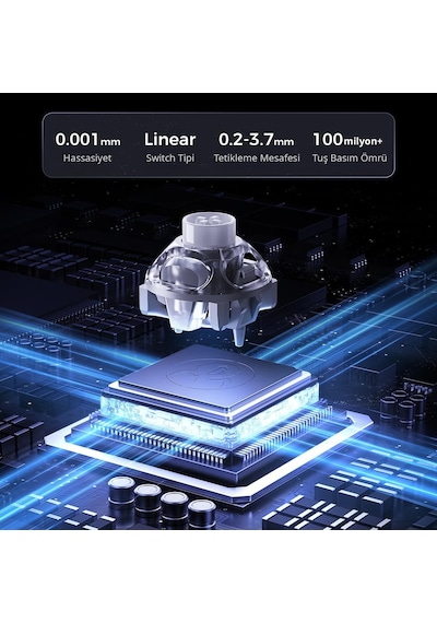 Gravastar Mercury V60 Pro Hall Effect Manyetik Switch Gaming Klavye, Hot-swappable, Rapid Trigger, 8