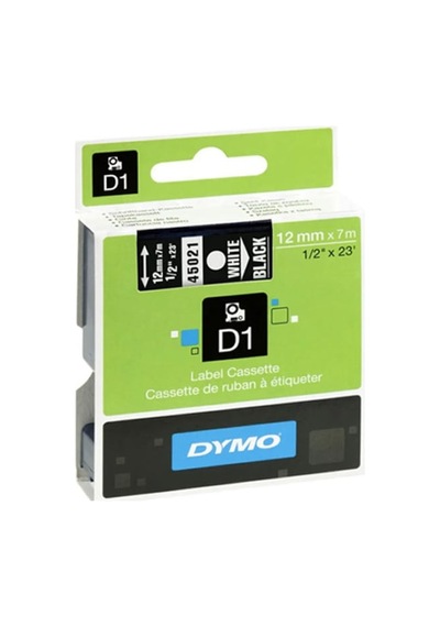 Dymo 45021 S0720610 D1 Siyah/Beyaz Yedek Şerit 12 MM X 7 M