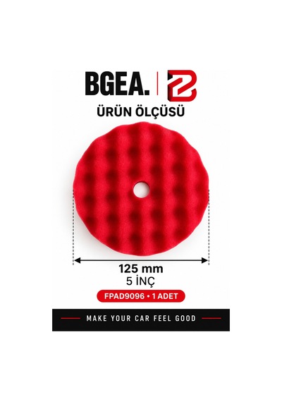 Bgea Waffle Kırmızı Polisaj Süngeri 5 İnç 125 Mm Cırtlı Pasta Cila Pedi 1 Adet Fpad9096