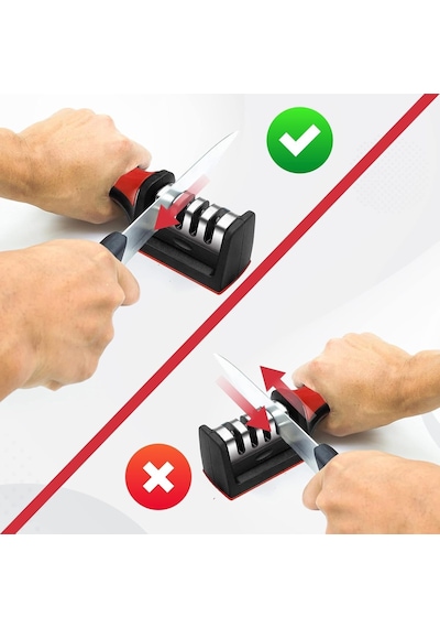 Mutfak Bıçakları İçin Bıçak Bileyiciler - Paslanmaz Çelik 4'ü 1 Arada Mutfak Bıçağı Bileyici - 4 Aşamalı B