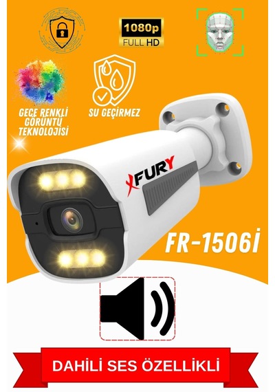 Fury 8 Kameralı Ip Güvenlik Kamerası Seti Sesli 4mp Gece Renkli Su Geçirmez 1506s 320gb