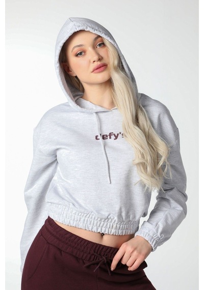 Defys Kadın Gri Melanj Baskılı Kapüşonlu Crop Sweatshirt - Mevsimlik Hoodie Gri Melanj - 497134715 Gri Melanj Defys Kadın Gri Melanj Baskılı Kapüşonlu Crop Sweatshirt - Mevsimlik Hoodie Gri Melanj - 497134715 Gri Melanj