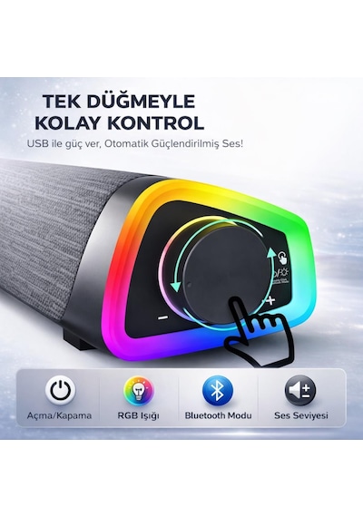 Coofbe Rgb Işıklı Vers.5.3 Bluetooth Masaüstü Hoparlör Tv Bilgisayar Soundbar Ses Sistemi Speaker Hoparlör