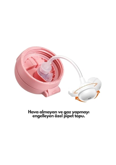 Lexroo Rovco 240ml Pipetli Hayvan Kapaklı Akıllı Pipet Toplu Tritan Su Matarası Turuncu Panda