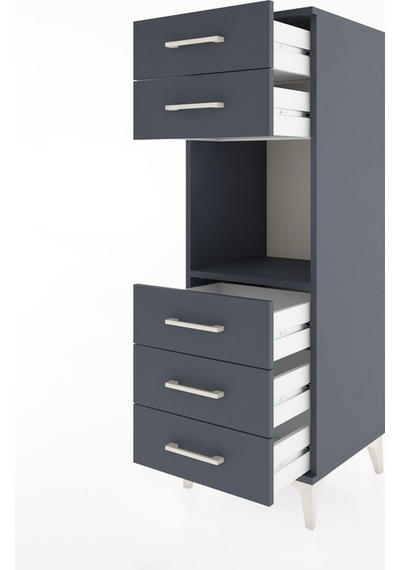 Hyperion Dolap Tek Raflı 5 Çekmeceli 44x44x134 Antrasit-antrasit Antrasit