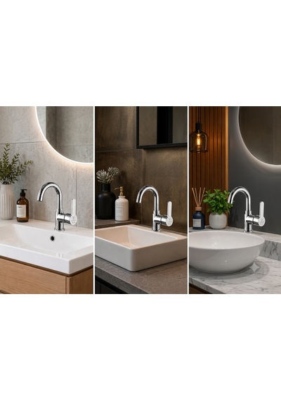 Elvora Sena Banyo Lavabo Bataryası Gümüş Krom