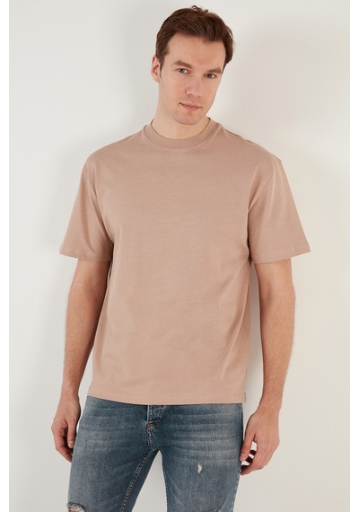 Buratti Pamuklu Relaxed Fit Sıfır Yaka Erkek T Shirt 5905446 Kum
