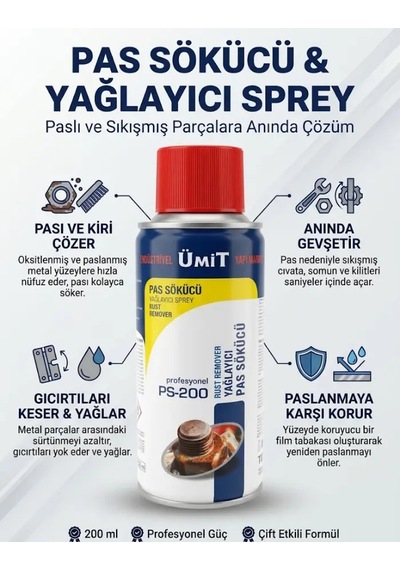 Pas Sökücü Ve Yağlayıcı Sprey 200 Ml - Çok Amaçlı Gevşetici
