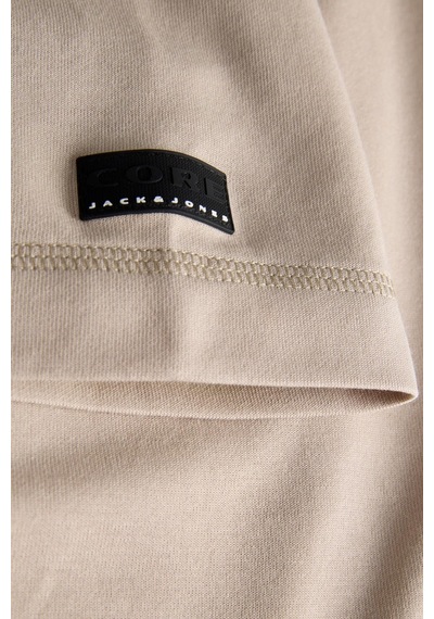 Jack & Jones Core Erkek Tişört Logo Detaylı Kısa Kollu Bisiklet Yaka Bej