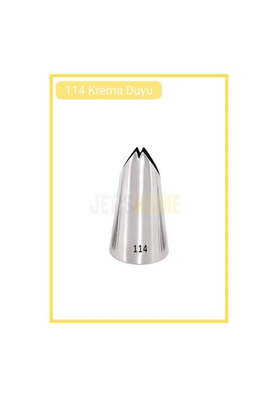 114 Yaprak Desen Krema Duyu Büyük Boy Pasta Duyu Paslanmaz Çelik Krema Torbası Ucu 2.5x1.5x4.2 Cm Metalik Gri