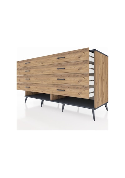Kronos Konsol 8 Çekmeceli 176x59x99 Çam-antrasit/çam Çam-antrasit/çam