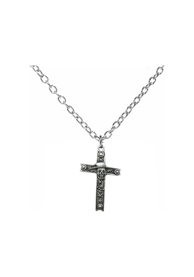 Kuru Kafa Ve Yıldız Desenli Haç Kolye 60 Cm Zincirli, Gotik & Unisex Takı Çok renkli