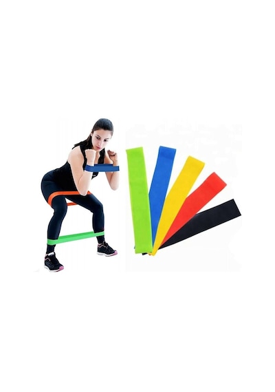 Pilates Squat Aerobik Direnç Lastiği 5 Li Paket Çok Renkli