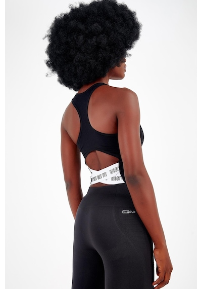 Maraton 17499 Active Slim Fit Kadın Bisiklet Yaka Kolsuz Gym Bralet Siyah