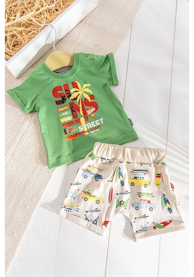 Baby Palmiye Desenli Yazlık Şortlu Erkek Bebek Takım 001