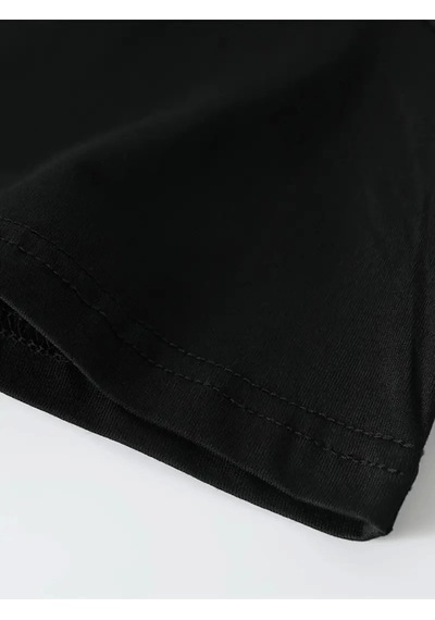Modi Baskılı Oversize Bisiklet Yaka T-shirt - Siyah - Mymg158971