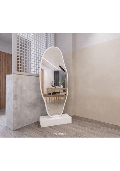 Asimetrik Ayna, Ultralüx Boy Aynası, Asimetrik Boy Aynası 188x66 180 X 65 Beyaz
