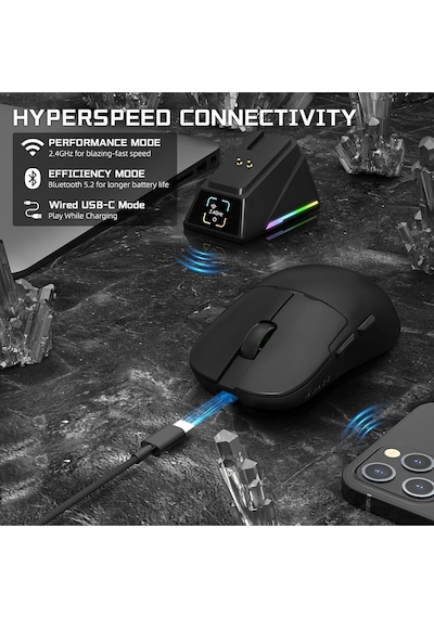 Aj159 Apex 8k Oyun Mouse, 3 Modlu Tft Ekranlı Manyetik Şarj İstasyonu,paw3950 Sensör, 56 Gram Diğer