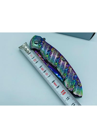 Tobaccotürk724 Yaprak Kabartmalı Spekturmrenk Metal Kamp Çakı //21cm-195gr Gri