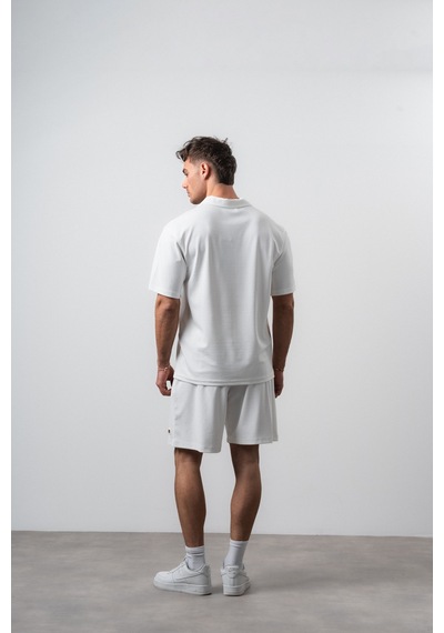Erkek Polo Yaka Regular Fit T-shirt Şort Takım Ekru