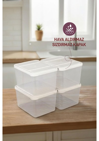 Selka Home 4 Adet Derin 1 Lt. Nora Organizer Buzdolabı Buzluk Düzenleyici Saklama Kabı