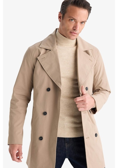 Defacto Slim Fit Dar Kesim Kemerli Düğmeli Trençkot D5528ax25aubn295 Kahve