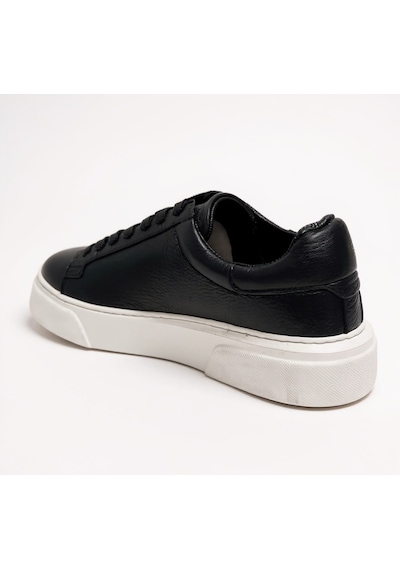Erkek Deri Sneaker Ayakkabı Siyah-siyah Siyah